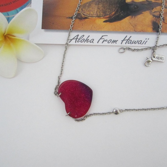 Aéropostale Heart Necklace Rainbow Glitter - Picture 3 of 4